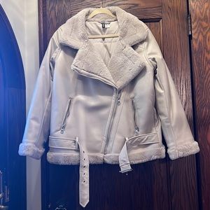 h&m faux leather aviator jacket